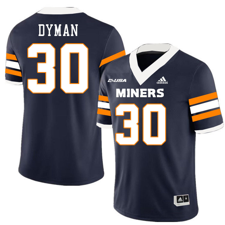 Nate Dyman UTEP Jersey,UTEP Miners #30 Nate Dyman College Football Jersey,Uniforms-Navy